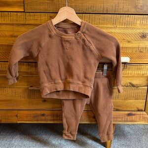 Apple Park Brown Waffle Knit Baby Set